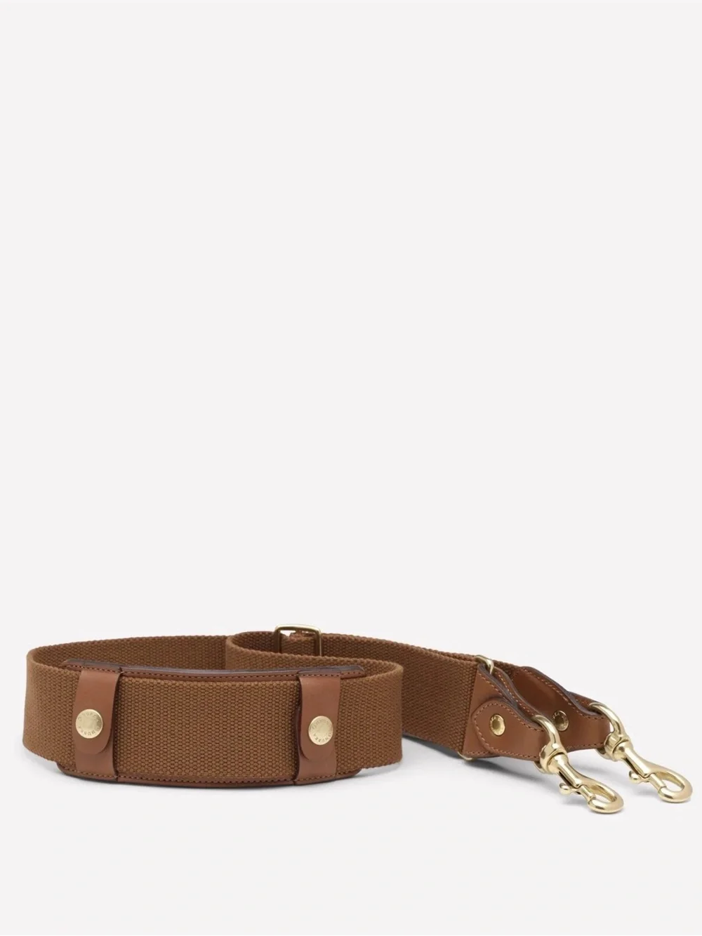 Ghurka Brand Chestnut Brown Webbed Shoulder Strap with Brass Hardware - Picture 2 of 8